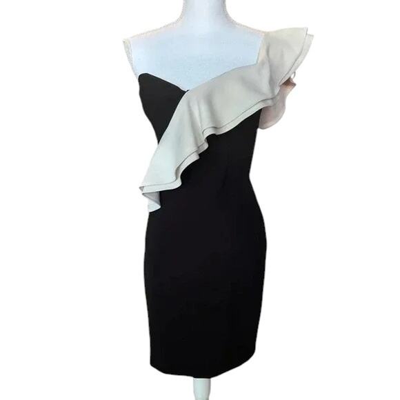 PARKER Imani Ruffle-Trim One-Shoulder Mini Dress Size Small - Picture 4 of 9